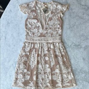 For Love & Lemons Free People Lace Dress with Floral Embroidery NWT